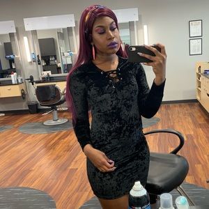 Black velvet bodycon dresss